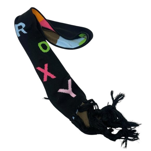 ROXY Womens Multicolor Colorblock Block Scarf OS Logo Fun Surfer Skater Brand - Picture 1 of 5
